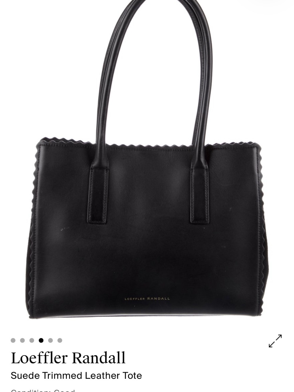 Loeffler Randall Black Leather Tote with Scalloped Trim